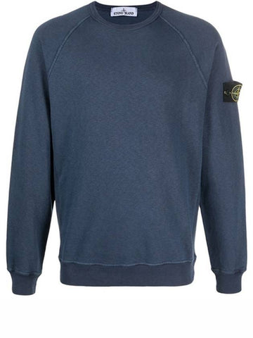 Waffen Patch Washed Sweatshirt Blue Navy - STONE ISLAND - BALAAN.