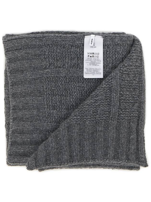 Logo Cable Knit Wool Muffler Grey - GANNI - BALAAN 5