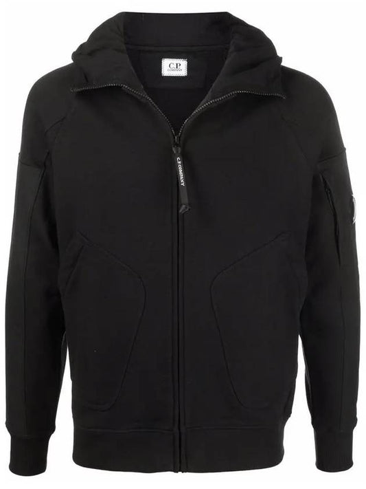 Lens Patch Diagonal Raised Fleece Mix Hooded Jacket Black - CP COMPANY - BALAAN 2