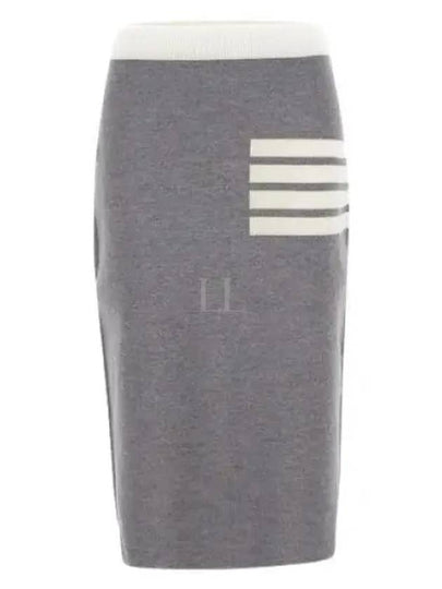 Double Face Merino 4 Bar A Line Skirt Light Grey - THOM BROWNE - BALAAN 2