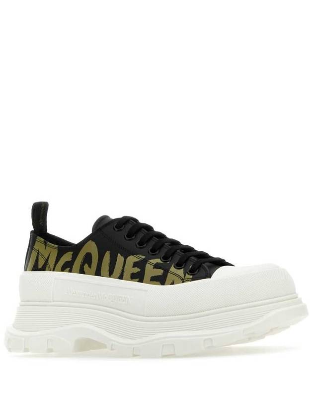 Tread Slick Lace Up Graffiti Logo Low Top Sneakers Black - ALEXANDER MCQUEEN - BALAAN 3