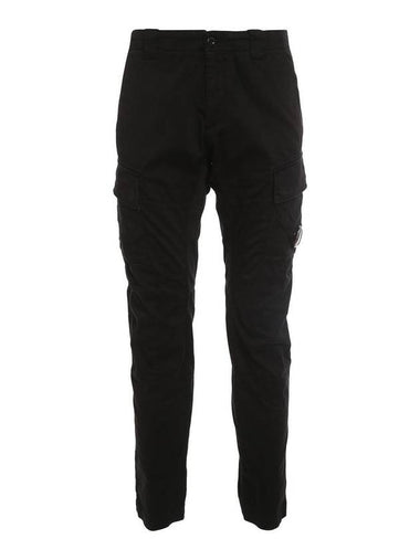 Men's Lens Wappen Stretch Satin Cargo Straight Pants Black - CP COMPANY - BALAAN 1