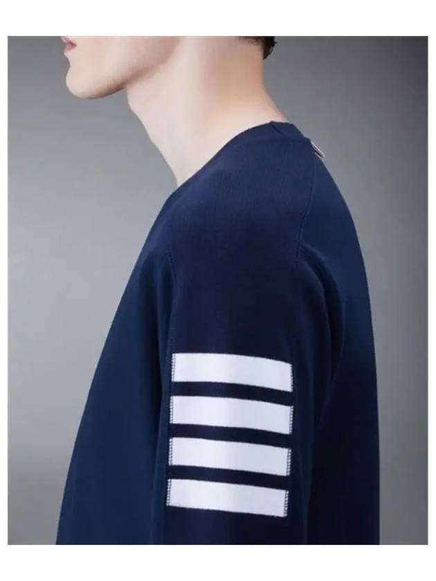 4-Bar Striped Cotton Long Sleeve T-Shirt Navy - THOM BROWNE - BALAAN 4