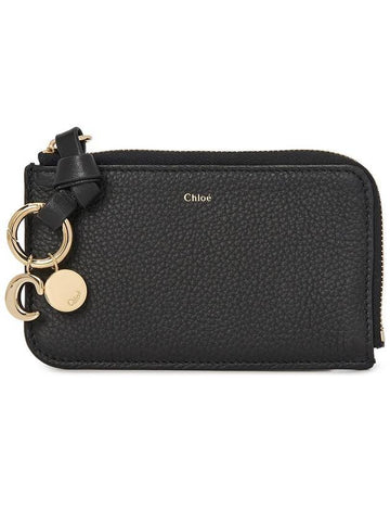 Alphabet Half Zipper Leather Card Wallet  Black - CHLOE - BALAAN 1