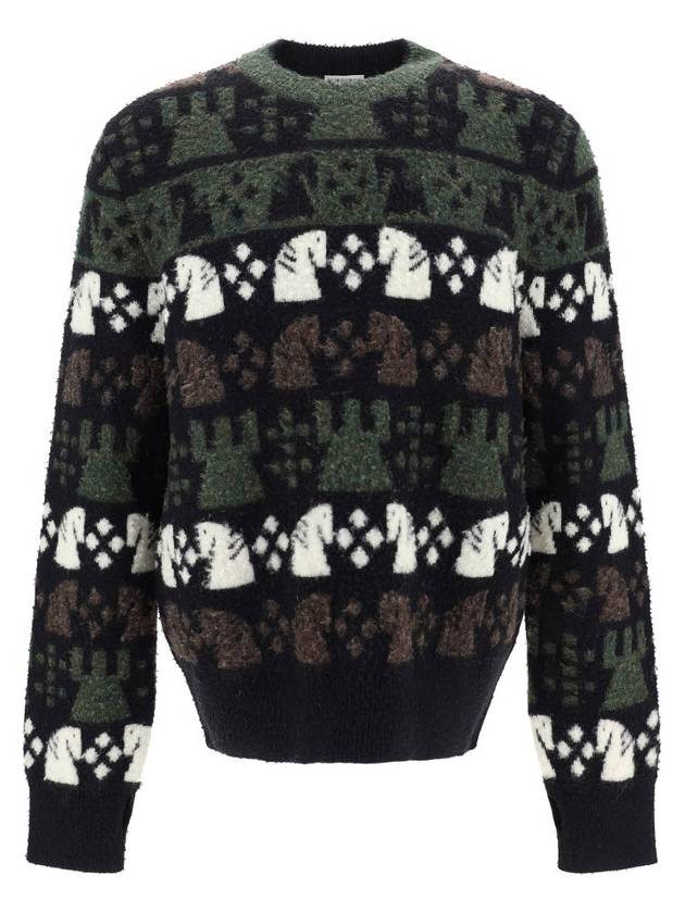 Chess Intarsia Wool Blend Knit Top Black - BURBERRY - BALAAN 2