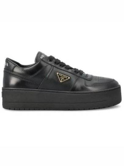 Downtown Bold Leather Low Top Sneakers Black - PRADA - BALAAN 2