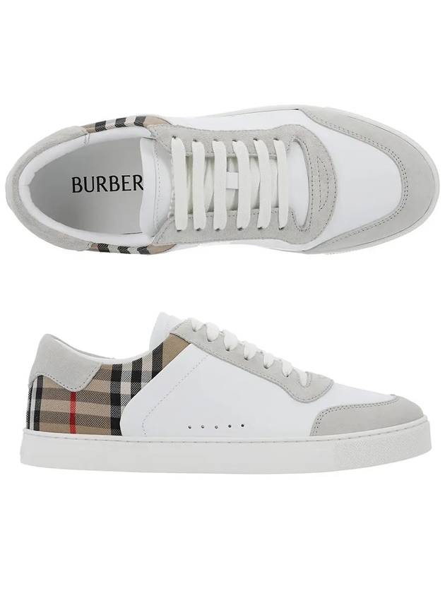 Check Leather Suede Sneakers Natural White Archive Beige - BURBERRY - BALAAN 6