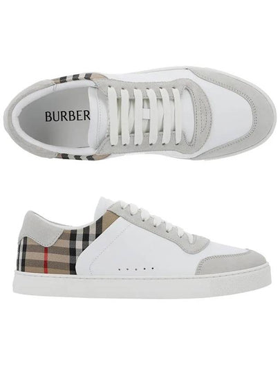 Check Leather Suede Sneakers Natural White Archive Beige - BURBERRY - BALAAN 2