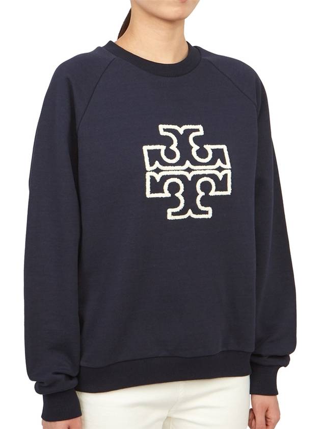 Logo Applique Sweatshirt Navy - TORY BURCH - BALAAN 4