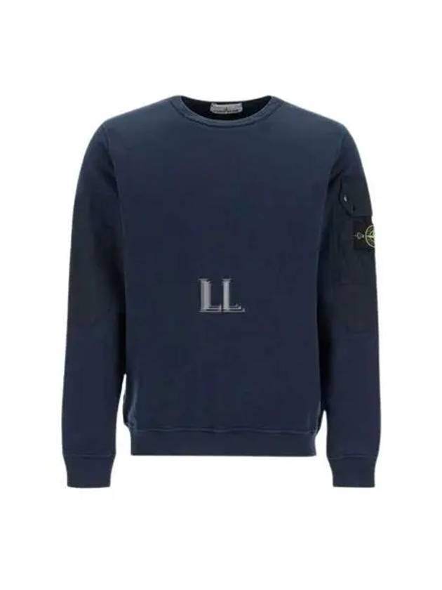 Brushed Organic Cotton Fleece Sweatshirt Navy - STONE ISLAND - BALAAN 2