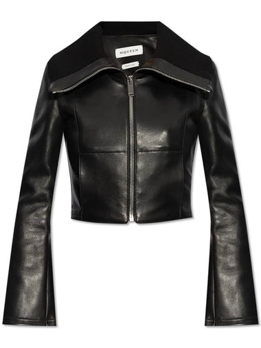 Alexander McQueen Leather Jacket, Women's, Black - ALEXANDER MCQUEEN - BALAAN 1