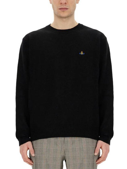 ORB Embroidered Crew Neck Knit Top Black - VIVIENNE WESTWOOD - BALAAN 2