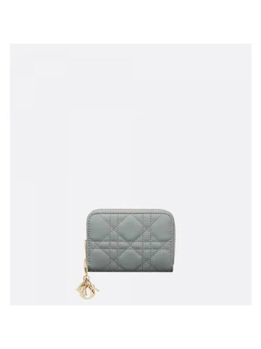 Lady Voyageur Cannage Lambskin Small Coin Wallet Cloud Blue - DIOR - BALAAN 1