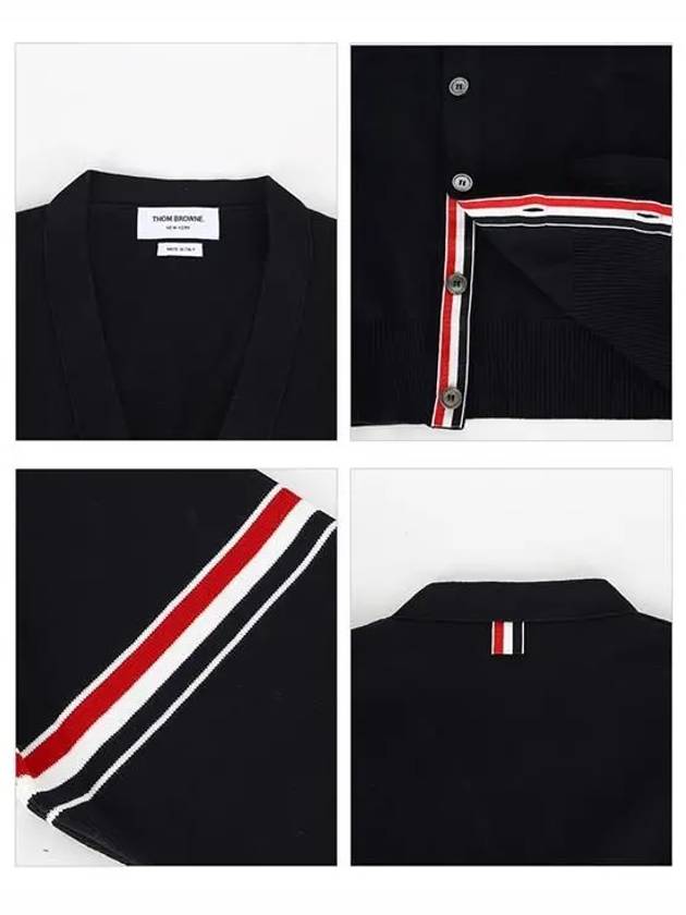 Milano Stitch Sprite Armband Cotton V-neck Cardigan Navy - THOM BROWNE - BALAAN 5