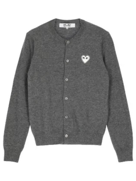 Comme des Gar ons White Heart Wappen Cardigan Gray - COMME DES GARCONS PLAY - BALAAN 1