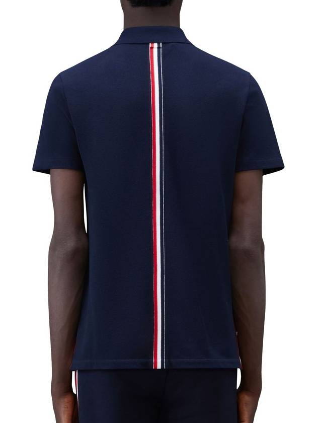 Men's Cotton Pique Center Bag Striped Short Sleeve Polo Shirt  Navy - THOM BROWNE - BALAAN 2