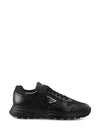 Triangle Logo Leather Re-Nylon High Top Sneakers Black - PRADA - BALAAN 1