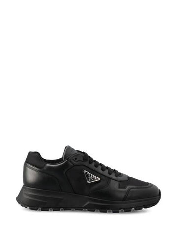 Leather Re-Nylon High Top Sneakers Black - PRADA - BALAAN 1