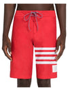 Men s Diagonal Drawstring Waist Board Swim Shorts Red - THOM BROWNE - BALAAN 2