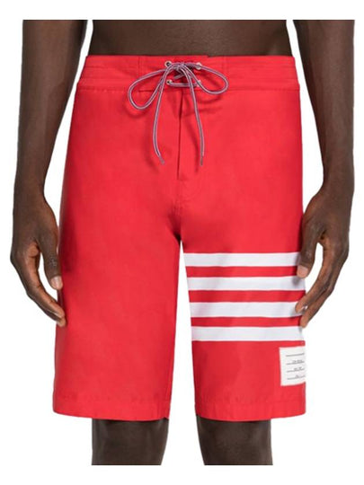 Men's Diagonal Drawstring Waist Board Swim Shorts Red - THOM BROWNE - BALAAN 2