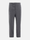 Wool Pique Shooting Single Pleat Straight Pants Medium Grey - THOM BROWNE - BALAAN 3