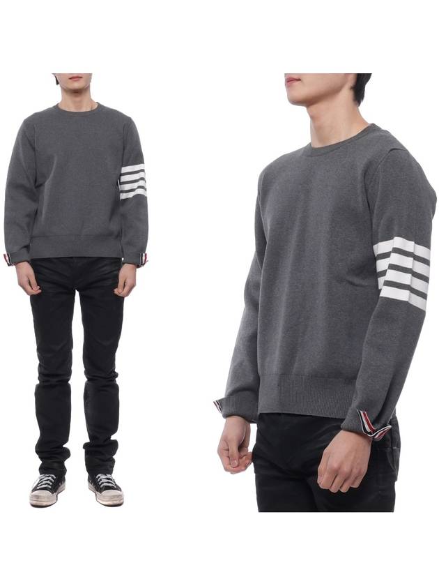 4 Bar Armband Milano Stitch Knit Top Mid Grey - THOM BROWNE - BALAAN 3