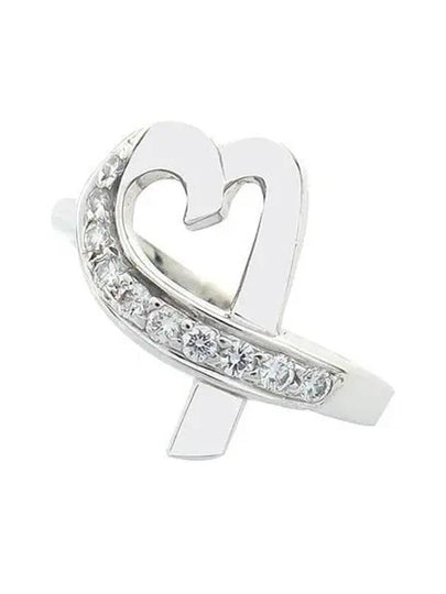 Tiffany 18K 750 White Gold Paloma Picasso Loving Heart 10 Point Diamond Ring No 9 - TIFFANY & CO. - BALAAN 2