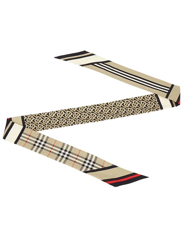 Montage Print Silk Skinny Scarf Archive Beige - BURBERRY - BALAAN 4