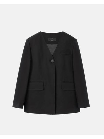 Colin Office Setup V-Neck One Button Jacket Black - RAMUSTUDIO - BALAAN 1