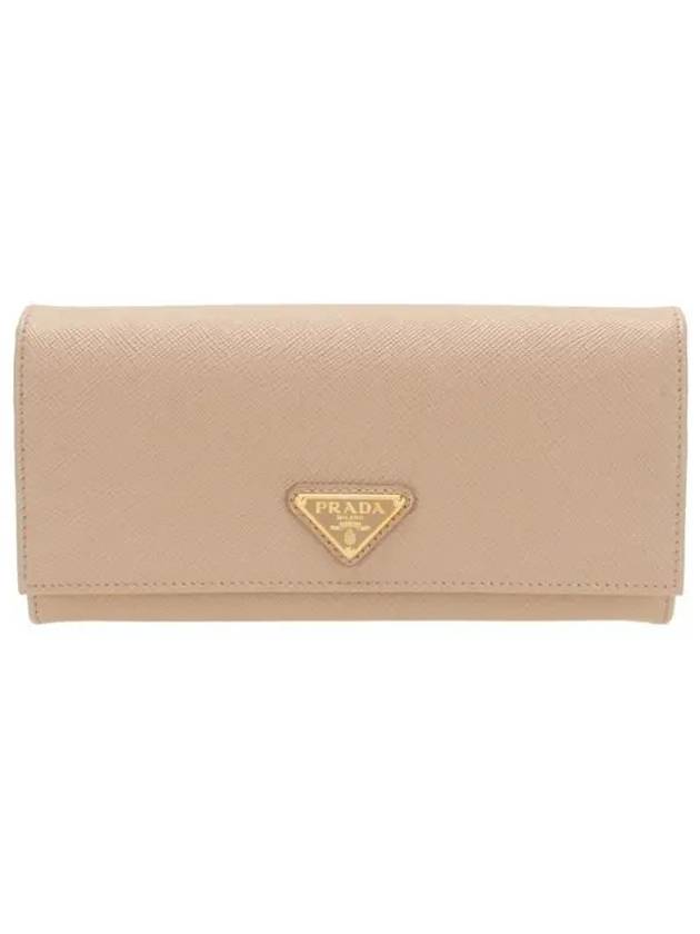 Saffiano triangle logo flap long wallet powder pink - PRADA - BALAAN 2