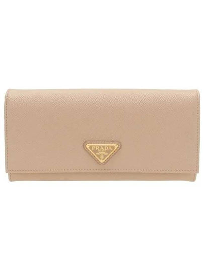 Saffiano triangle logo flap long wallet powder pink - PRADA - BALAAN 2