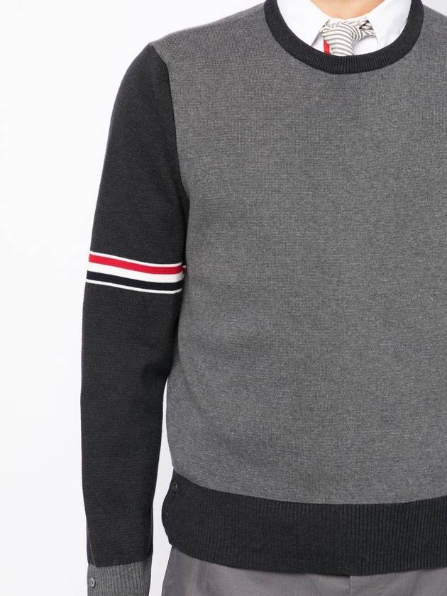 RWB Striped Crew Neck Knit Top Grey - THOM BROWNE - BALAAN 6