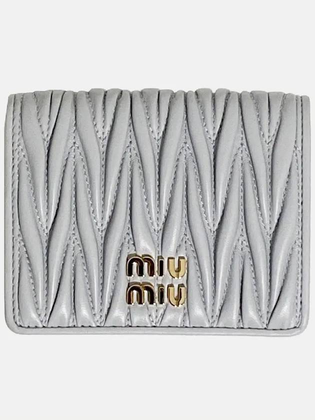 Matelasse Leather Half Wallet Pearl Grey - MIU MIU - BALAAN 3