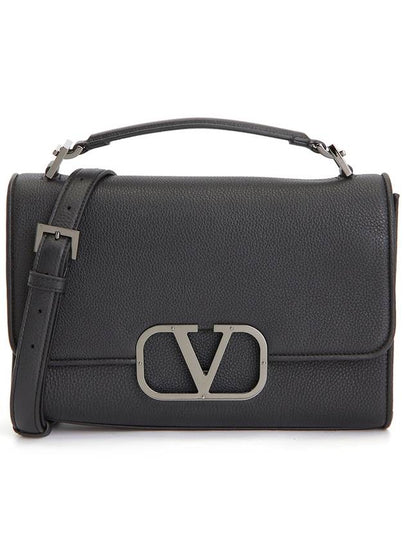 V Logo Leather Shoulder Bag Black - VALENTINO - BALAAN 2