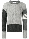 Diagonal Aran Cable Pullover Knit Top Grey - THOM BROWNE - BALAAN 2