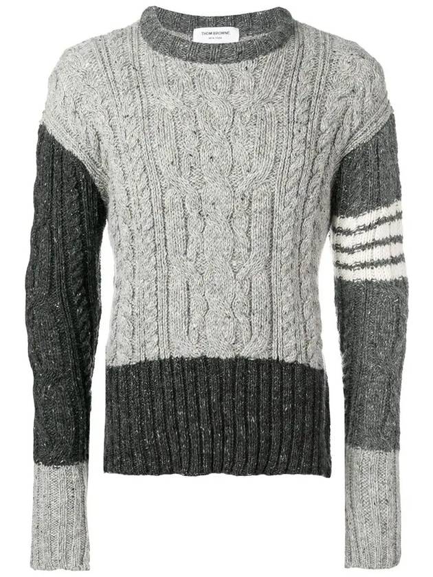 diagonal Aran cable pullover knit top gray - THOM BROWNE - BALAAN.