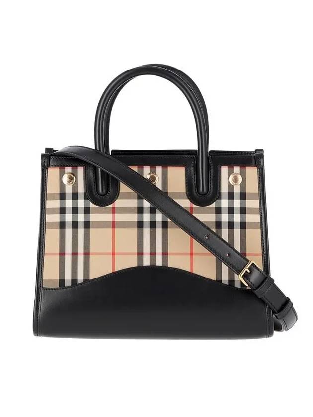 Baby Title Plaid Strap Tote Bag Beige Black - BURBERRY - BALAAN 1