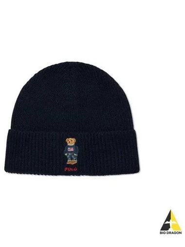 Polo Bear Wool Blend Beanie Navy - POLO RALPH LAUREN - BALAAN 1