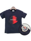 Kids Logo Motif Print Short Sleeve T Shirt 8Y 10Y Navy 8C00022 89AFV 778 - MONCLER - BALAAN 1