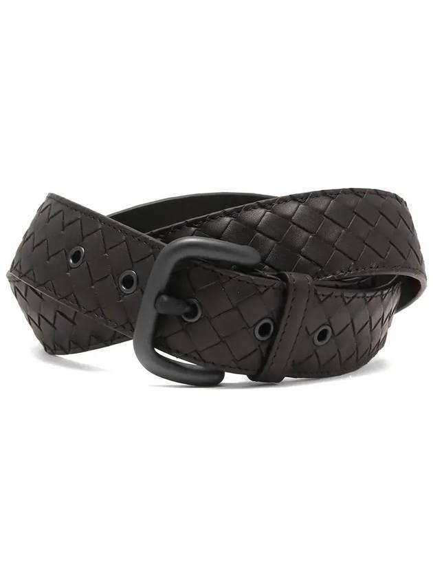 Men's Intrecciato Weaving Leather Belt Brown - BOTTEGA VENETA - BALAAN 4