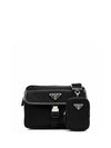 Re-Nylon Saffiano Leather Shoulder Bag Black - PRADA - BALAAN 5