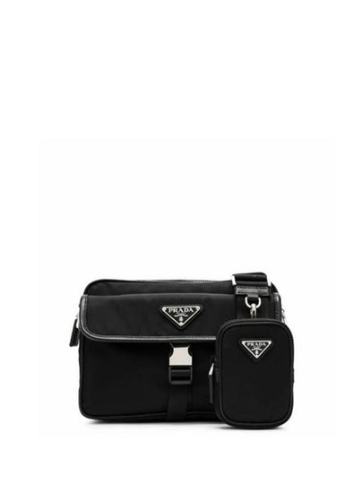 Re-Nylon Saffiano Leather Shoulder Bag Black - PRADA - BALAAN 2