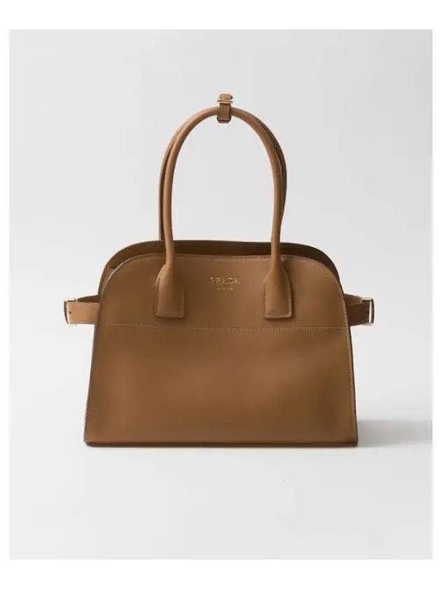 Medium Leather Tote Bag Caramel - PRADA - BALAAN 2