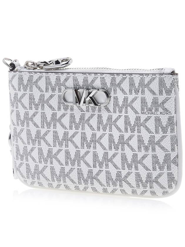 Monogram Logo Plaque Card Wallet White - MICHAEL KORS - BALAAN 3