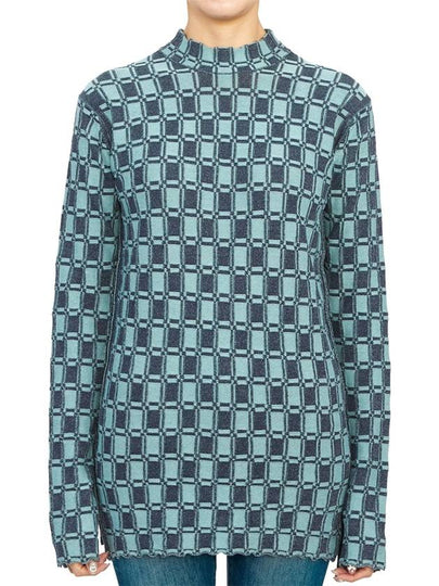 Geometric Print Long Sleeve T-shirt Blue - KENZO - BALAAN 2