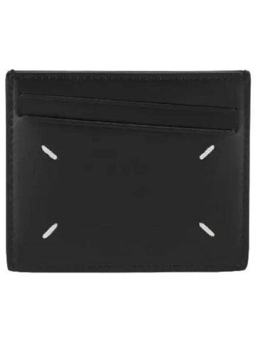 Stitched Slim Slot Card Holder Black Wallet - MAISON MARGIELA - BALAAN 1