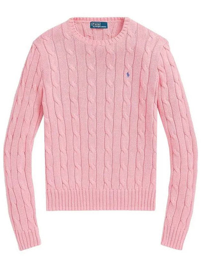 Embroidered Logo Pony Cable Knit Top Pink - POLO RALPH LAUREN - BALAAN 2