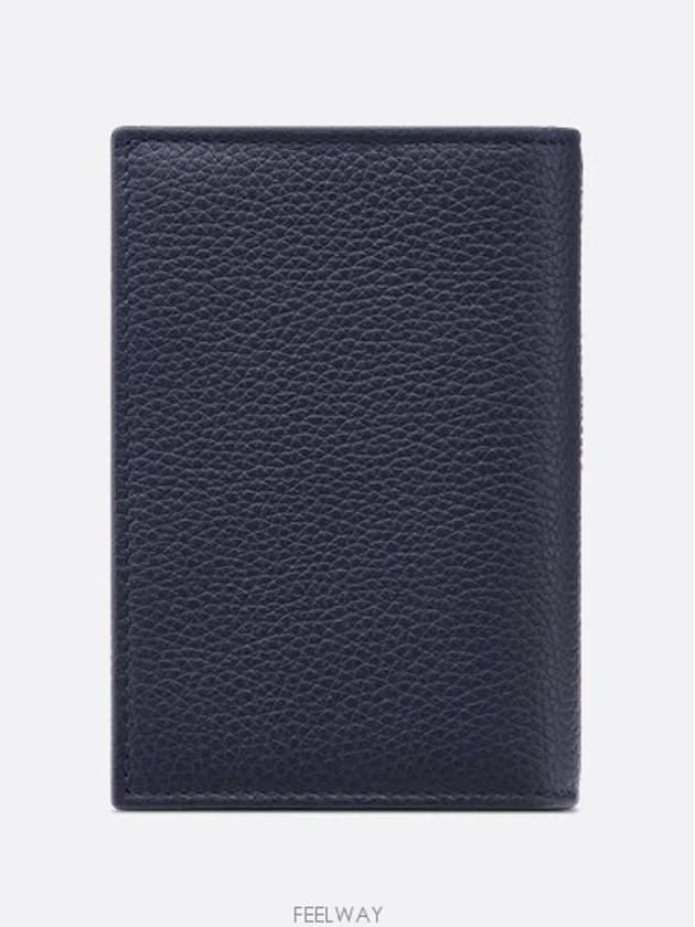 Saddle Vertical 2 tier card wallet navy blue grain calf - DIOR - BALAAN 3