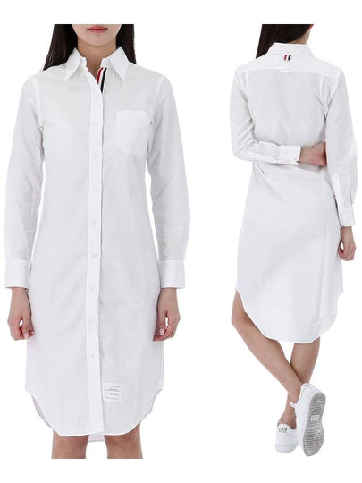 Logo Patch Cotton Midi Dress White - THOM BROWNE - BALAAN 2