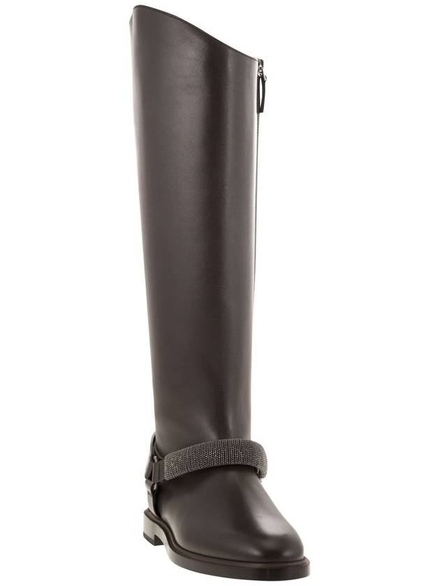 Mat Calf Boots with Precious Ribbed Strap - BRUNELLO CUCINELLI - BALAAN 2